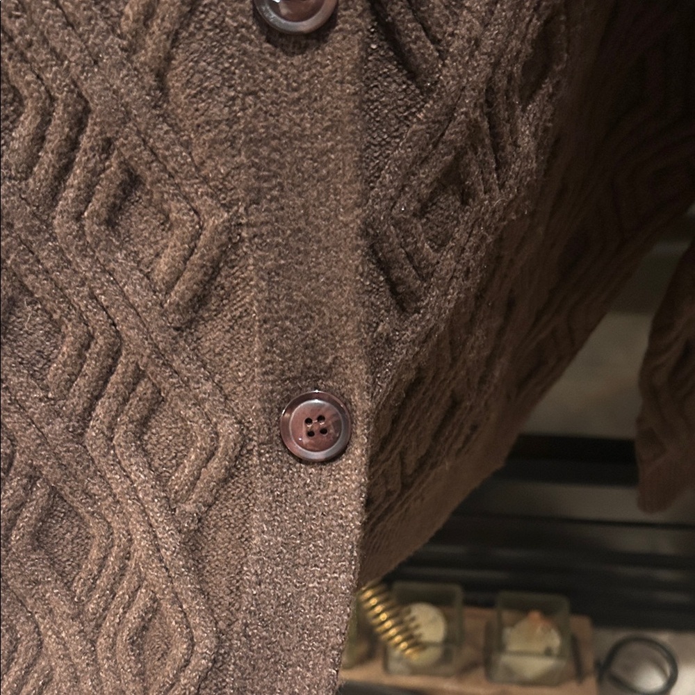 LOVETREND Chocolate Brown Cardigan with Faux Fur Collar - Picture 5 of 10